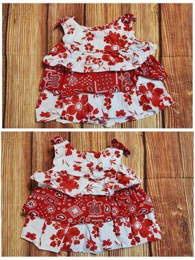 Beluga NY Baby Dress 12M Red Bandana Paisley Floral Tiered Boho Western Ruffle